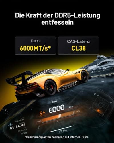 Lexar OC DDR5 RAM 32GB Kit (2x16GB) 6000MHz, UDIMM Desktop Speicher, CL38 | 288pin UDIMM Desktop Speicher, Gaming Computer Speicher DRAM für Intel XMP 3.0/AMD EXPO, On-die ECC, 1,25V Bild 4