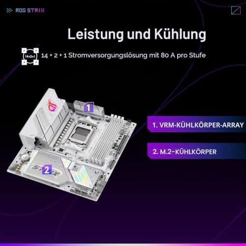 ASUS ROG Strix B850-G Gaming WiFi AMD AM5 B850 mATX Motherboard, Advanced AI PC Ready, 14+2+1 Power Stages, DDR5 Slots, 4X M.2 Slots, PCIe® 5.0 Ready, WiFi 7, 2.5G LAN, USB 20Gbps Type-C®, AI Advisor Bild 6