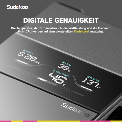 Sudokoo SK700V CPU Kühler AM5: PC Lüfter 120mm mit Display Digital &7 Heatpipes für AM5 Exklusiv - CPU Cooler mit 120mm Lüfter & Single Tower - Luftkühler van Volle RAM-Freiheit, 5 Jahre Garantie SK700V Schwarz Bild 6