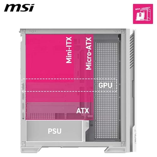 MPG Velox 300R Airflow PZ White - Mid Tower Gaming-PC-Gehäuse - 160 mm Dual-Layer-Lüfter - Unterstützt Radiatoren mit bis zu 360 mm - Einfache DIY-Funktionen - Unterstützt Back-Connect Mainboards Bild 8