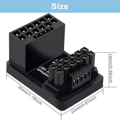 12VHPWR 180-Grad-Winkeladapter, Pcie5.0 ATX 3.0 600 W 16-poliger GPU-PCIe-Netzadapter, Buchse auf Stecker für 12+4-polige RTX 3090Ti 4070Ti 4080 4090 Grafikkarte GPU (Typ B) Bild 4