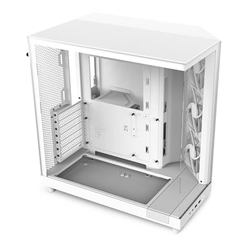 NZXT H6 Flow, CC-H61FW-01, Kompaktes Mid, Tower Gehäuse mit Zwei Kammern, Glaspaneele mit Panoramablick, Hochleistungs,Airflow,Panels, Inklusive 3 x 120 mm Lüfter, Weiß White H6 Flow Bild 2
