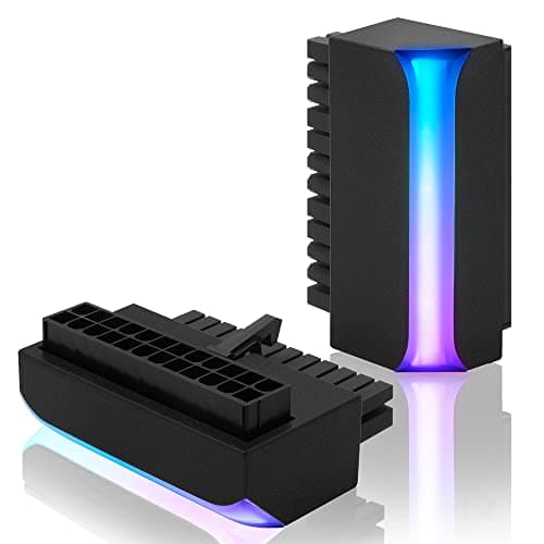 EZDIY-FAB ATX 24-Pin 90-Grad-Stromanschluss 5V 3 Pin ARGB Rainbow Buchse auf Stecker Netzteil für Computer-Motherboard ATX-Netzteil-1 Pack Schwarz Bild 2
