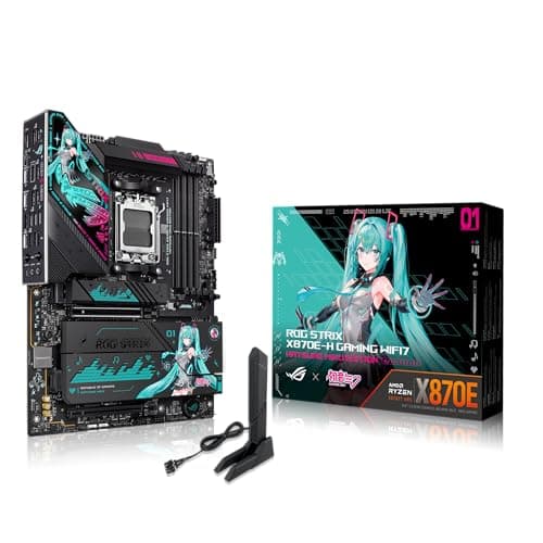 ASUS ROG Strix X870E-H Gaming WiFi7 Hatsune Miku Edition AMD ATX Mainboard (16+2+1 Leistungsstufen, DDR5, 4x M.2 Steckplätze, M.2 Q-Release, PCIe 5.0, WiFi 7, 2x USB4, USB 10Gbps Typ-C, Aura Sync RGB)
