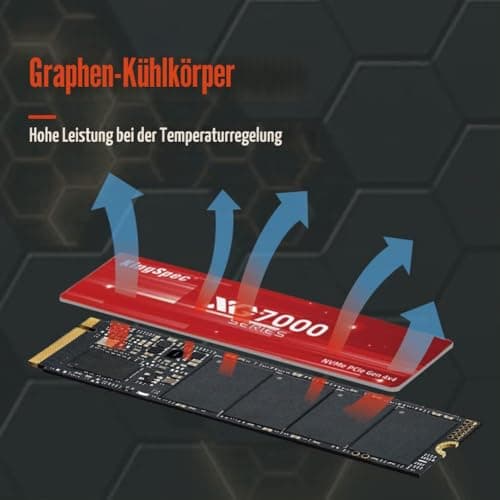 KingSpec XG7000 2TB SSD NVMe M.2, 2280 SSD PCIe 4.0 Gen 4x4, Unglaubliche Lese-/Schreibgeschwindigkeit bis zu 7400/6600 MB/s, Interne M2 PCIe SSD Kompatibel mit Gaming Konsole/Desktop/Gaming Laptop Bild 5