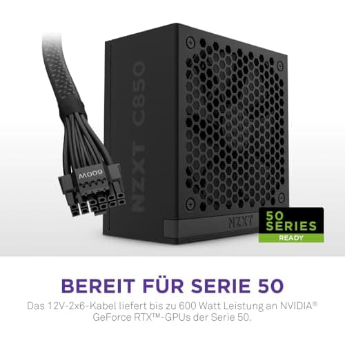 NZXT C850 Gold ATX 3.1 - Vollständig modulares, geräuscharmes PC-Gaming-Netzteil - 850 Watt - 80 Plus Gold - 12V-2x6-Anschluss - Zero Fan-Modus - 100% japanische Kondensatoren - Schwarz 850W 80 Plus Gold ATX 3.1 Schwarz Bild 7