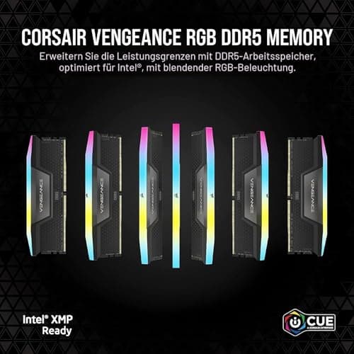 Corsair Vengeance RGB DDR5 RAM 64GB (4x16GB) 6200MHz CL32 Intel XMP iCUE Kompatibel Computer Speicher - Schwarz (CMH64GX5M4B6200C32) Bild 6