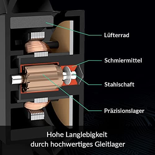ARCTIC P8 - PC Lüfter, 80 mm Gehäuselüfter optimiert für statischen Druck, hochwertiges Gleitlager, PC, Computer, 3000 rpm - Schwarz Bild 6