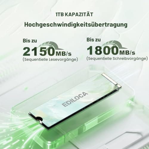 Ediloca EN680E 1TB Interne SSD PCIe Gen3, NVMe M.2 2280, SLC-Cache, 2150 MB/s Lesen, 1800 MB/s Schreiben, Internes Solid State Drive, kompatibel mit Desktops und Laptops Bild 4