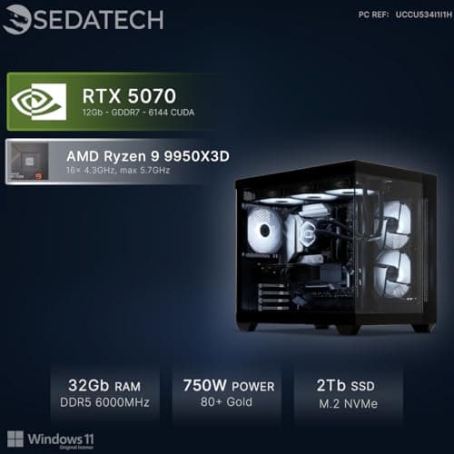 Sedatech Wasserkühlung Gaming PC • RTX 5070 | AMD Ryzen 9 9950X3D | 32GB DDR5 | 2TB SSD M.2 | WLAN 6E | BT 5.3 | Win 11 13) Ryzen 9 9950X3D - RTX5070 Bild 4