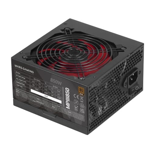 Mars Gaming MPIII850, PC-Netzteil ATX 850W, 5 Jahre Garantie, 85% Effizienz, Digitales APFC-System, 120 mm FDB-Lüfter mit AI-RPM, DC und SMD-Technologie, Extra Lange Flachkabel, Schwarz Bild 3