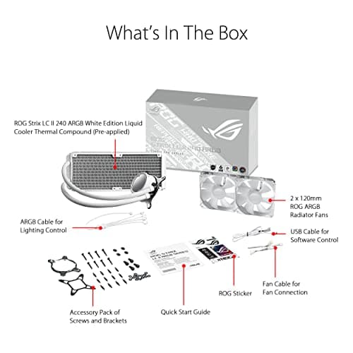 ASUS ROG STRIX LC II 240 ARGB White Edition All-in-One Flüssig-CPU-Wasserkühlung (Aura Sync, zwei adressierbare ROG 120mm RGB-Lüfter) Bild 8