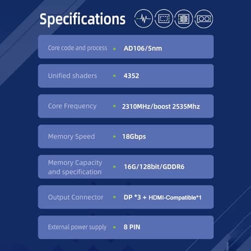 RTX4060Ti 16G GDDR6-Grafikkarte, leistungsstarke Multi-Screen-Ausgabe, hervorragende Wärmeableitung, große Speicherkapazität für Gaming-PC,4060 Ti Bild 4