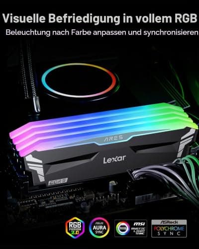 Lexar RGB DDR5 RAM 32GB Kit (2x16GB) 6800MHz CL34, 288pin UDIMM PC Gaming Computer Speicher, Desktop DRAM für XMP 3.0, AMD EXPO, CL34-45-45-108, 1.4V Bild 8
