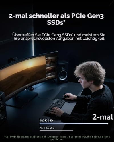 Lexar EQ790 SSD 1TB, NVMe M.2 2280 PCIe Gen4x4 Interne SSD, bis zu 7.000MB/s Lesen & 5.000MB/s Schreiben, Hochgeschwindigkeitsspeicher Kompatibel mit PS5, Desktop und Laptop Bild 6