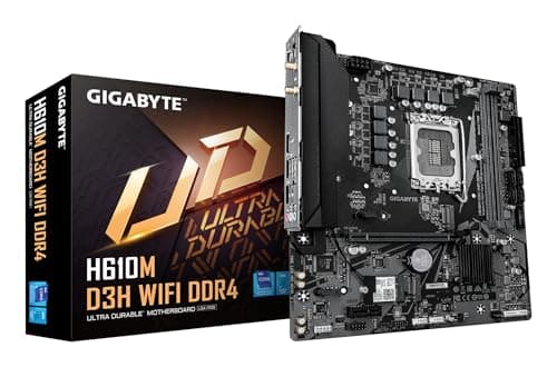 GIGABYTE H610M D3H WiFi DDR4 Mainboard – Unterstützt Intel Core Prozessoren der 14. Generation, 6+1+1 Phasen VRM, bis zu 3200 MHz DDR4, 2xPCIe 3.0 M.2, Wi-Fi 5, 1 GbE LAN, USB 3.2 Gen 1