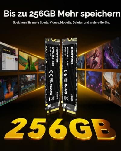 KOOTION SSD M.2 NVMe 256GB, 3100MB/s Lesen, PCIe 3.0 2280 Interne SSD Festplatte Gen3x4 Festkörper-Laufwerk mit SLC Cache, Kompatibel mit Notebook, Laptops und Desktop-PCs Bild 4