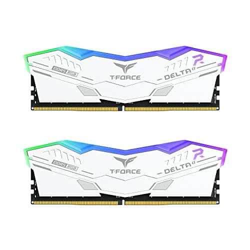 TEAMGROUP T-Force Delta Alpha RGB DDR5 Ram 64GB Kit (2x32GB) 6000MHz (PC5-48000) CL38 Intel XMP 3.0 & AMD Expo kompatibles Desktop-Speichermodul Ram Weiß FF8D564G6000HC38JDC01