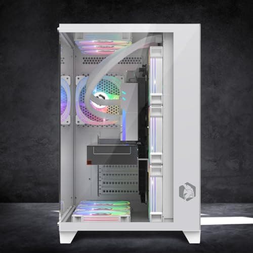Empire Gaming - Gamer PC-Gehäuse CL-242 – ARGB Medium Tower ATX, Micro-ATX und ITX – 7 Lüfter 120 mm 3 Pins 5 V LED RGB Adressierbar – MB Sync – Mid Tower weiß Bild 8