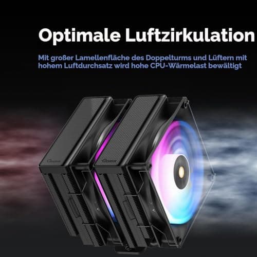 Delta A62 ARGB CPU Kühler, Zwei Leise 120mm PWM Lüfter mit Hydraulischem Lager, 6 Kupfer Heatpipes, CPU Luftkühler für AMD AM4/AM5, Intel LGA 115X/1200/1700/1851, BK Delta A62 BK ARGB EU Bild 8