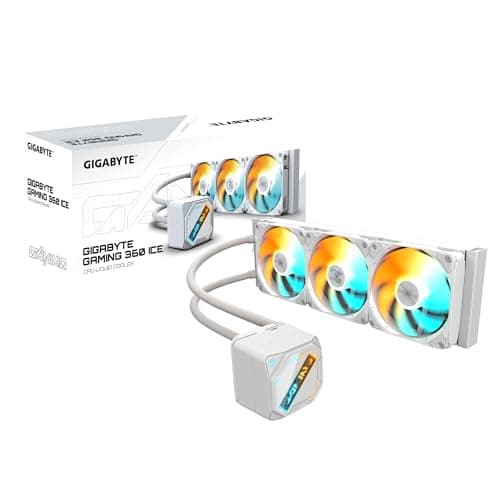 GIGABYTE Gaming 360 Ice Flüssigkeitskühler für CPU - 3x120 mm ARGB-Lüfter, Schiebe-Verriegelungsmechanismus, Daisy-Chain, Kompatibel mit Intel LGA 1851 und AMD AM5
