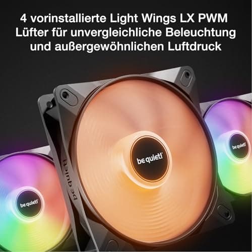 be quiet! Pure Base 501 LX Black PC-Gehäuse, 4 vorinstallierte Light Wings PWM-Lüfter, ARGB-Beleuchtung, ARGB-Controller und PWM-Hub, hoher statischer Druck, USB 3.2 Gen. 2 Type C, geräumiges Design Bild 6