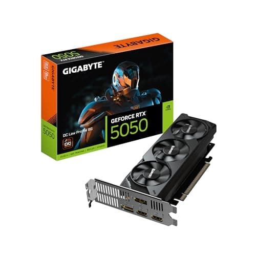 Gigabyte GeForce RTX 5050 OC Low Profile 8G Grafikkarte - 8GB GDDR6, 128bit, PCI-E 5.0, 2587MHz Kerntakt, 2 x DP, 2 x HDMI, NVIDIA DLSS 4, GV-N5050OC-8GL