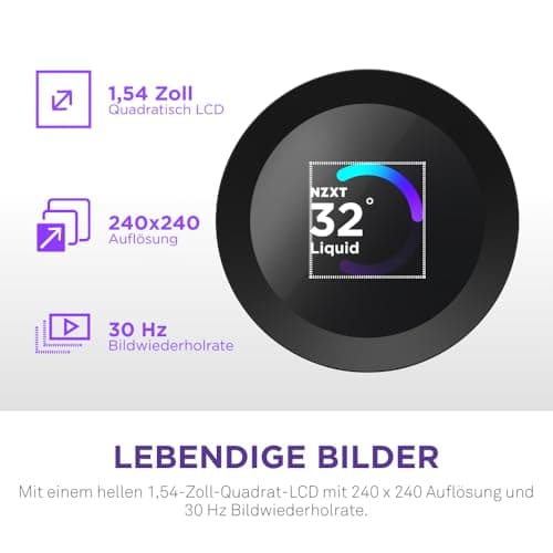 NZXT Kraken Plus 240 – AIO CPU-Flüssigkeitskühler – Anpassbares LCD-Display – Hochleistungs-Lüfter – Kompatibel mit Intel® & AMD® Sockel – Schwarz Bild 8