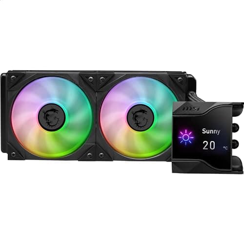 MSI MPG CORELIQUID D240 60-mm-Flüssigkeitskühler-CPU, 2 x 120-mm-ARGB-Lüfter, Verdunstungsschutzschläuche, GI-Kühlung — kompatibel mit AMD- und Intel-Sockeln