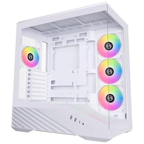 LIAN LI Vector V100 PC-Gehäuse Weiß – ATX Midi-Tower mit Tempered Glass, RGB-Beleuchtung, 4X 120-mm-Lüfter, Platz für 360mm Radiator, GPU bis 415mm, Back Connect kompatibel Bild 2