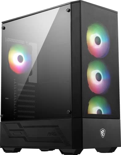 MSI MAG Forge 112R Mid-Tower PC-Gehäuse - gehärtetes Glas, unterstützt ATX, Micro-ATX & Mini-ITX, Mesh-Front, 4X 120mm ARGB Lüfter mit Hub Controller, Magnetischer Staubfilter, USB 3.2 Gen 1 Typ-A