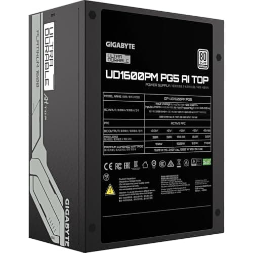 GIGABYTE UD1600PM PG5 AI TOP Netzteil - PCIe 5.0, 80 Plus Platinum, Vollmodulares Design, 120-mm-Lüfter, ATX 3.1 kompatibel, EU-Stecker Bild 6