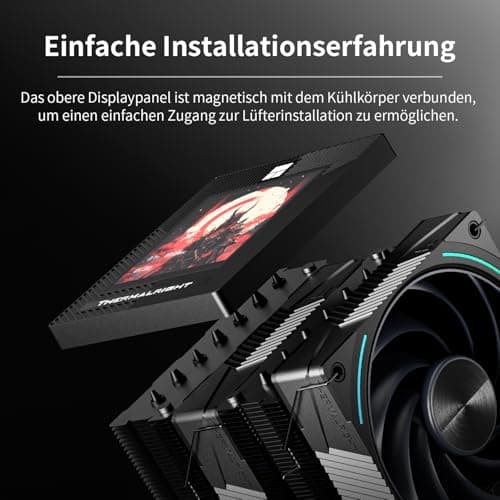 Thermalright TR Phantom Spirit 120 Vision EVO CPU Luftkühler, Twin Tower Radiator 2150RPM Geschwindigkeit, 480x480 Auflösungsvermögen IPS Bildschirm mit 3.95in, Computer Kühler für Intel lga1851/AM5 Schwarz-PS120 V EVO Bild 6