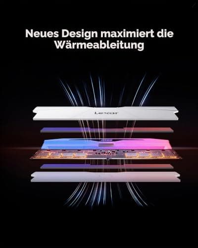 Lexar RGB DDR5 RAM 32GB Kit (2x16GB) 6800MHz CL34, 288pin UDIMM PC Speicher, Gaming Computer Speicher, Desktop DRAM für Intel XMP 3.0, AMD EXPO, CL34-45-45-108 1,4V, Silber Bild 8
