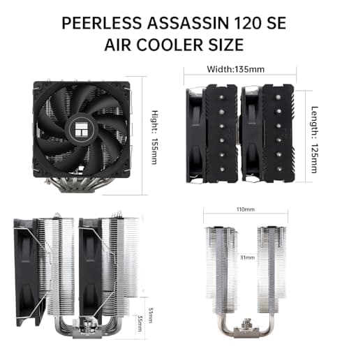 THERMALRIGHT Peerless Assassin 120 SE CPU Kühler, TL‑C12C 120mm PWM Lüfter, 1550U/min, 6 Heatpipes, für AMD AM4/AM5 & Intel LGA 1700/1851 PA120SE Bild 4