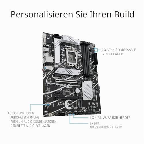ASUS Prime B760-PLUS D4 Gaming Mainboard Sockel Intel LGA 1700 (Intel B760, ATX, DDR4 Speicher, PCIe 5.0, 3X PCIe 4.0 M.2, Thunderbolt 4, Aura Sync) Bild 7
