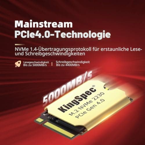 KingSpec XF-2230 2TB SSD M.2 2230 PCIe 4.0, NVMe SSD Gen 4x4 mit Wärmesenke, bis zu 5000MB/s Internes Solid State Drives, kompatibel mit Desktop/Laptop/Steam Deck/ROG Ally/Surface Pro Bild 6
