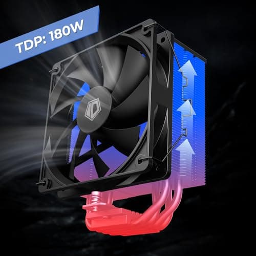 ID-COOLING SE-214-XT Black CPU Kühler, komplett schwarzes Design, 4 Direct-Contact-Heatpipes, 120mm PWM-Lüfter, Keine Beeinträchtigung des RAMs, TDP 180W, LGA1700/1851/1200/115X; AMD AM5/AM4 Sockeln. Bild 8