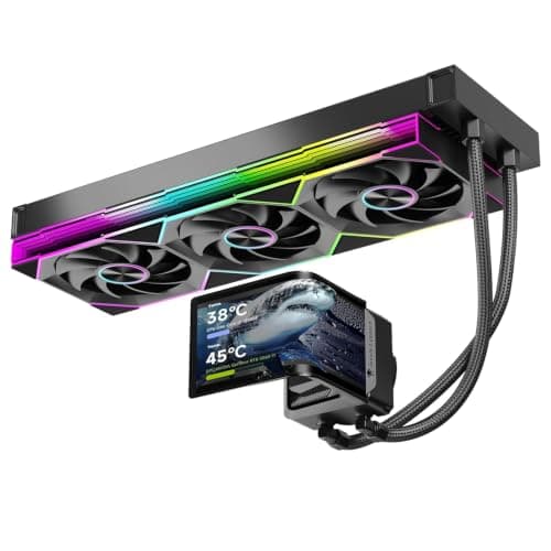 TZMRIT CA360 ARGB 360mm AIO Drehbar 6.67 '' AMOLED Gebogener Bildschirm 3D Anamorphe Wirkung Anpassbar AIO Wasserkühlung 360mm, 320w TDP, für Intel LGA 1851/1700 AMD AM5/AM4 (BK) Bild 4