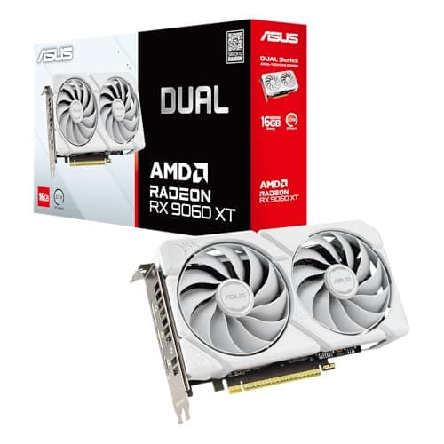 ASUS Dual Radeon RX 9060 XT 16GB GDDR6 White Edition (PCIe 5.0, 16GB GDDR6, HDMI 2.1b, DisplayPort 2.1a, 2.5-Slot Design, Axial-tech Lüfterdesign, 0dB Technologie und mehr)