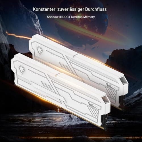 Netac DDR4 RAM 32GB (2x16GB) 3200MHz Kit CL16-20-20-40 1.35V, 288-Pin UDIMM Desktop-Speicher, XMP 2.0 High Performance Computer-Speicher-Weiß Bild 4