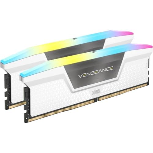 CORSAIR Vengeance RGB DDR5 RAM 64GB (2x32GB) Bis zu 6000MHz CL32-40-40-84 1.40V Intel XMP 3.0 Desktop-Arbeitsspeicher – Weiß (CMH32GX5M2B6000C28)