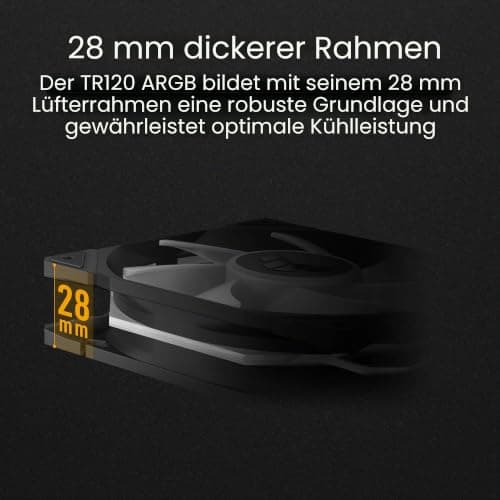 ASUS TUF Gaming TR120 ARGB Standard Blade Black Gehäuselüfter Single Pack (120mm PWM PC Lüfter, 2000 RPM, 3,3 mm H2O, 77,4 CFM Luftstrom, 16 einzeln adressierbare RGB-LEDs, schwarz) Bild 4