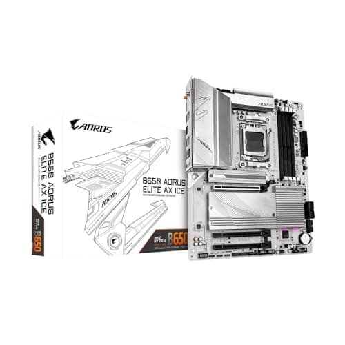 GIGABYTE B650 AORUS ELITE AX ICE Mainboard – Unterstützt AMD Ryzen 9000 CPUs, 12+2+2 Phasen digitales VRM, bis zu 8000 MHz DDR5 (OC), 1xPCIe 5.0 + 2xPCIe 4.0 M.2, Wi-Fi 6E, 2.5GbE LAN, USB 3.2 Gen 2x2