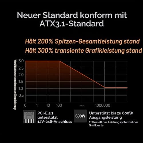 CPS Netzteil Vollmodular, 850W ATX 3.1, 80 Plus Gold Zertifiziert, PCIe 5.1 12V-2×6, japanische Kondensatoren, Ultra-Flexible Kabel, 5 Jahre Garantie (KN850) Bild 8