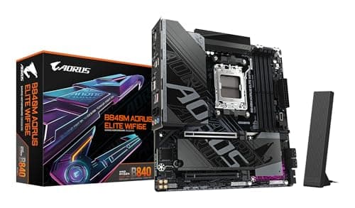 GIGABYTE B840M AORUS Elite WIFI6E Mainboard – AMD Ryzen 9000 Prozessoren, 10+2+2 Phasen VRM, bis zu 8200 MHz DDR5 (O.C.), 2 x M.2 PCIe 4.0, Wi-Fi 6E, 2.5 GbE LAN, USB 3.2 Gen 2