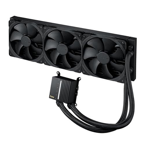 ASUS ProArt LC 420 All-in-One CPU-Wasserkühler (beleuchtete Systemstatusanzeige, 3x Noctua NF-A14 industrialPPC-2000 PWM 140mm Radiatorlüfter, 450 mm verstärkte, gesleevte Schläuche, schwarz)