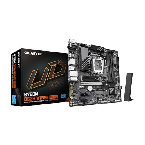 GIGABYTE B760M DS3H WIFI6E GEN5 LGA 1700 Intel B760 M-ATX Motherboard mit DDR5, M.2, PCIe 5.0, USB 3.2 Gen 2 Type-C, WIFI6E 2.5GbE LAN, WiFi EZ-Plug, PCIe EZ-Latch