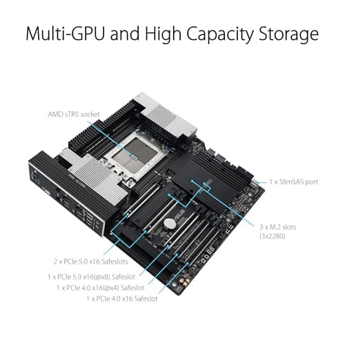 ASUS PRO WS TRX50-SAGE WiFi Workstation Mainboard Sockel AMD sTR5 (Threadripper Pro 7000 WX, CEB Formfaktor, PCIe 5.0 x 15, PCIe 5.0 M.2, 10Gb + 2Gb LAN, Multi-GPU Support) SAGE WIFI Pro TRX50 Bild 4