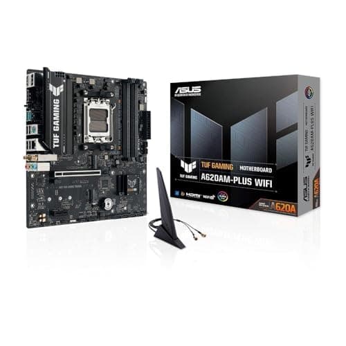 ASUS TUF Gaming A620M-PLUS WiFi mATX Mainboard (DDR5, PCIe 4.0, 2X M.2, Wi-Fi 6, 2.5Gb LAN, HDMI, DP, USB 10Gb/s Typ-A & Typ-C, BIOS Flashback, M.2 Q-Latch, Aura Sync, 8+2+1 Phasen)